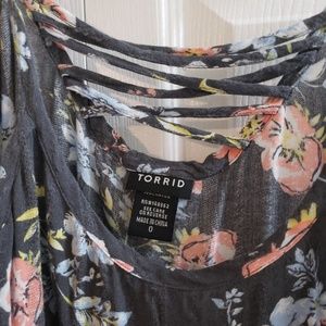 Torrid grey floral blouse